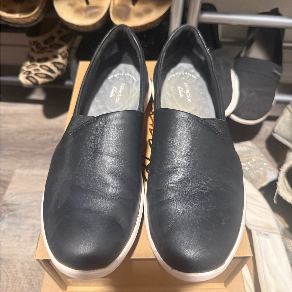 Clarks Black Slip-On Sneakers